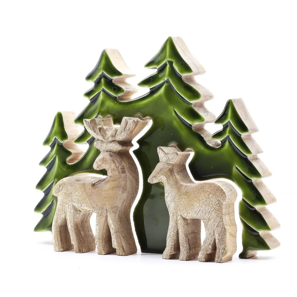 Lost in the Forrest –  Two Dear in the Forrest 3D Wooden Decoration – 18x23cm | www.artisangoods.co.uk 2