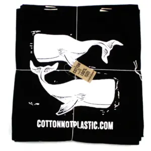 Lrg Black 8oz Cotton Bag 38x42cm – WHALES – WHITE | www.artisangoods.co.uk 2