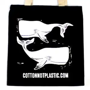 Lrg Black 8oz Cotton Bag 38x42cm – WHALES – WHITE | www.artisangoods.co.uk 1