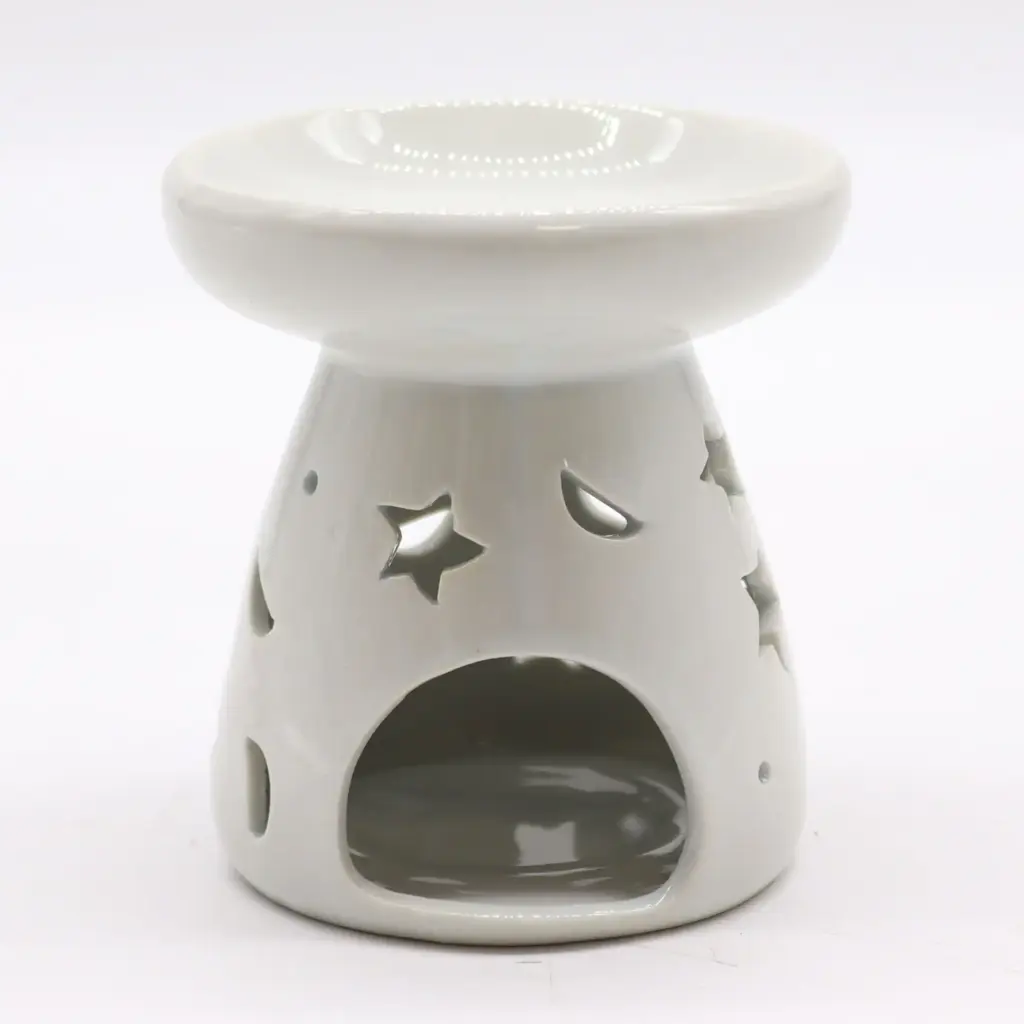 Lrg Classic White Oil Burner – Moon & Star | www.artisangoods.co.uk 3