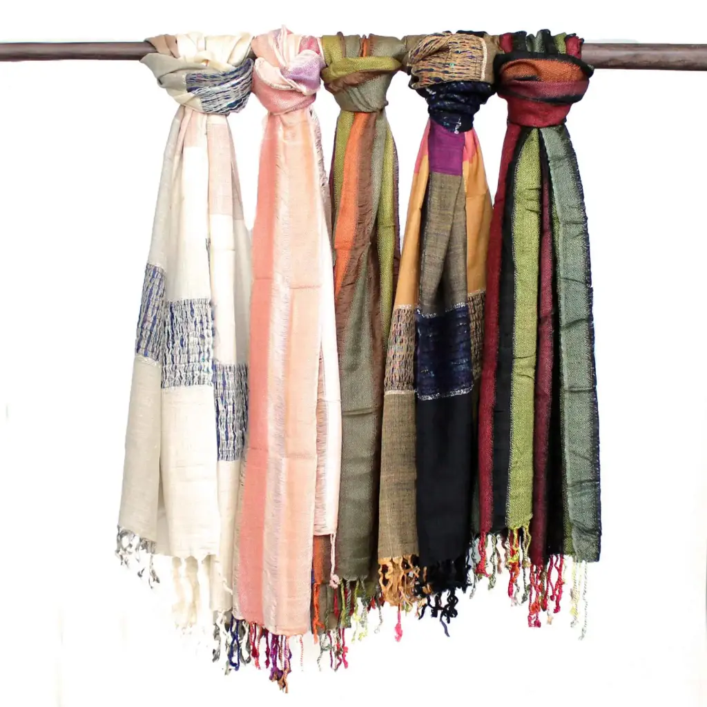 Lrg Indian Boho Scarves – 28x72cm – Random Greens | www.artisangoods.co.uk