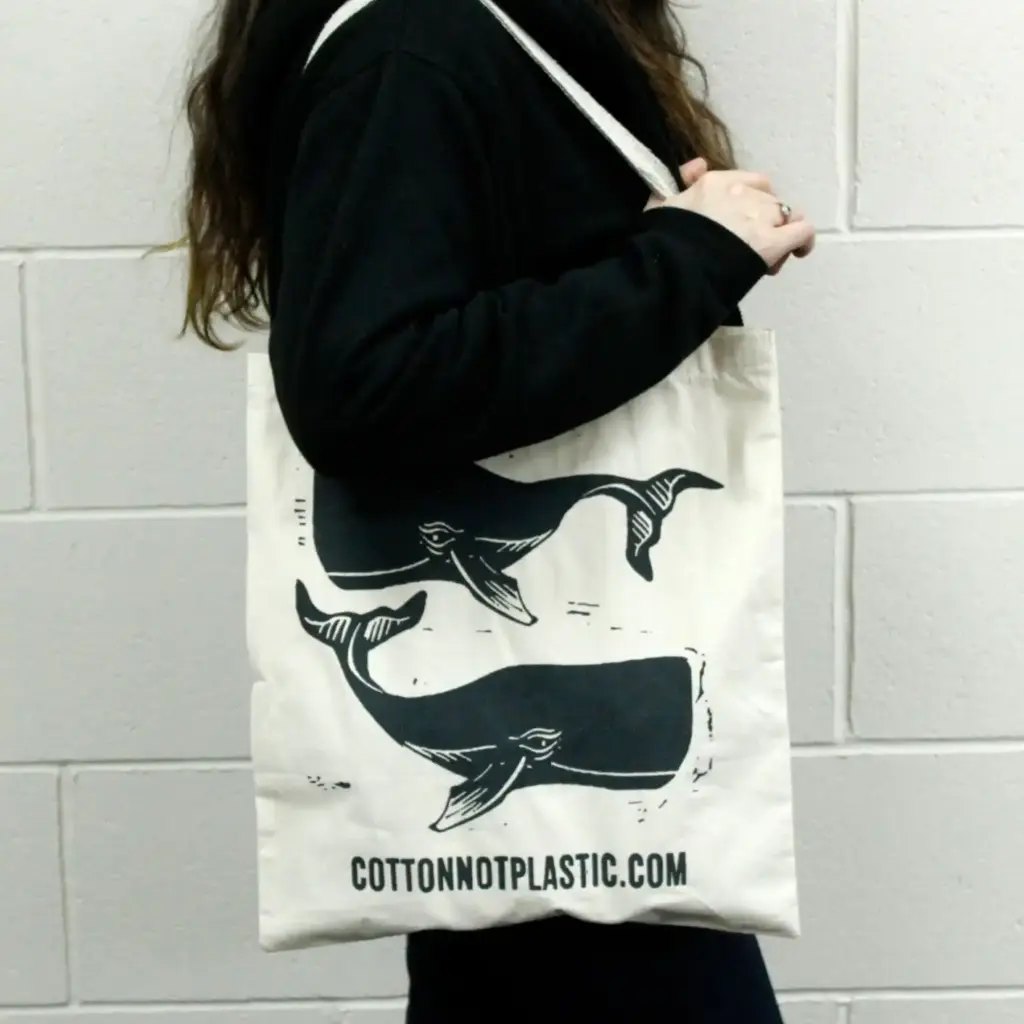 Lrg Natural 6oz Cotton Bag 38x42cm – WHALES | www.artisangoods.co.uk 4