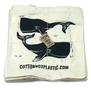 Lrg Natural 6oz Cotton Bag 38x42cm – WHALES | www.artisangoods.co.uk 3