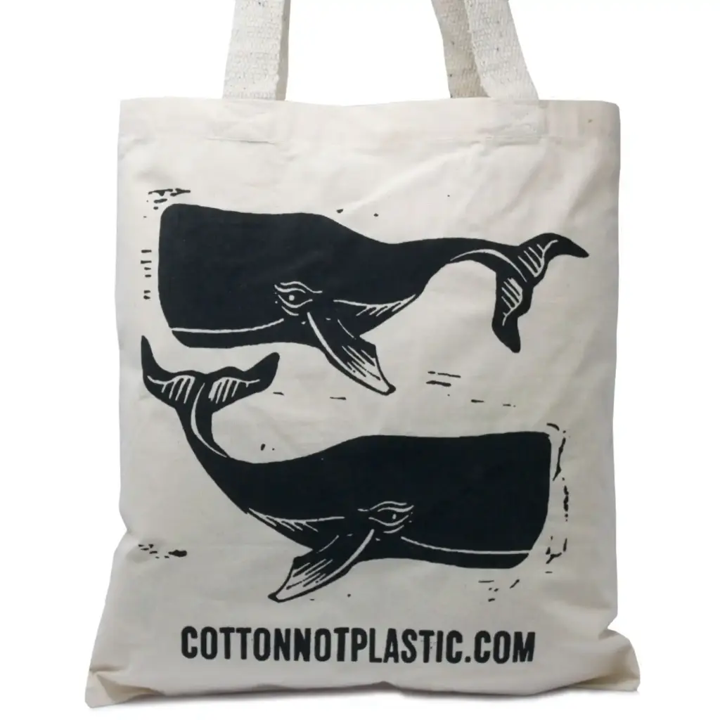 Lrg Natural 6oz Cotton Bag 38x42cm – WHALES | www.artisangoods.co.uk 2