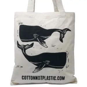 Lrg Natural 6oz Cotton Bag 38x42cm – WHALES | www.artisangoods.co.uk 2