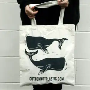 Lrg Natural 6oz Cotton Bag 38x42cm – WHALES | www.artisangoods.co.uk 1