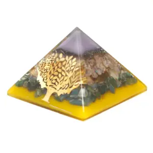 Lrg Organite Pyramid 70mm – Tree（gold base) | www.artisangoods.co.uk 2