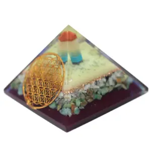 Lrg Organite Pyramid 80mm – Flower of life symbol | www.artisangoods.co.uk 2