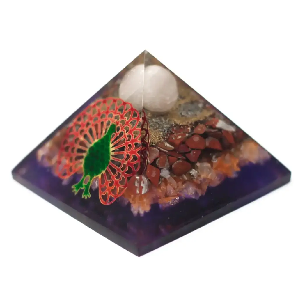 Lrg Organite Pyramid 80mm – Peacock | www.artisangoods.co.uk 2