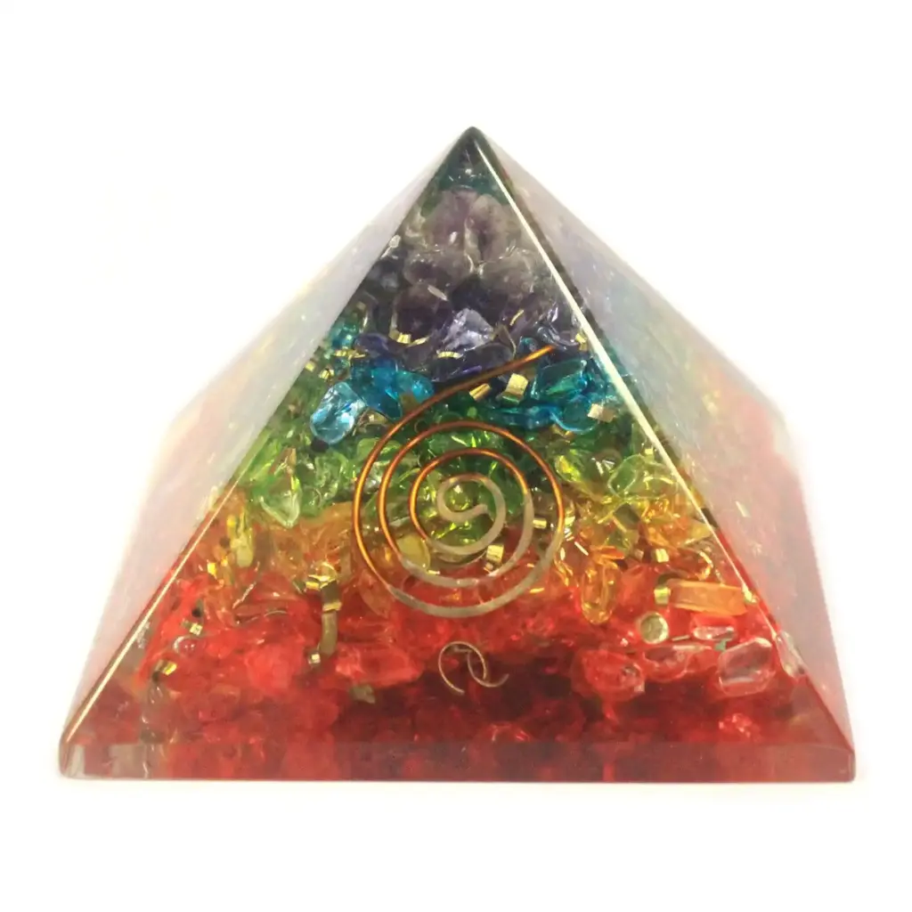 Lrg Orgonite Pyramid 70mm – Chakra Gemchips | www.artisangoods.co.uk
