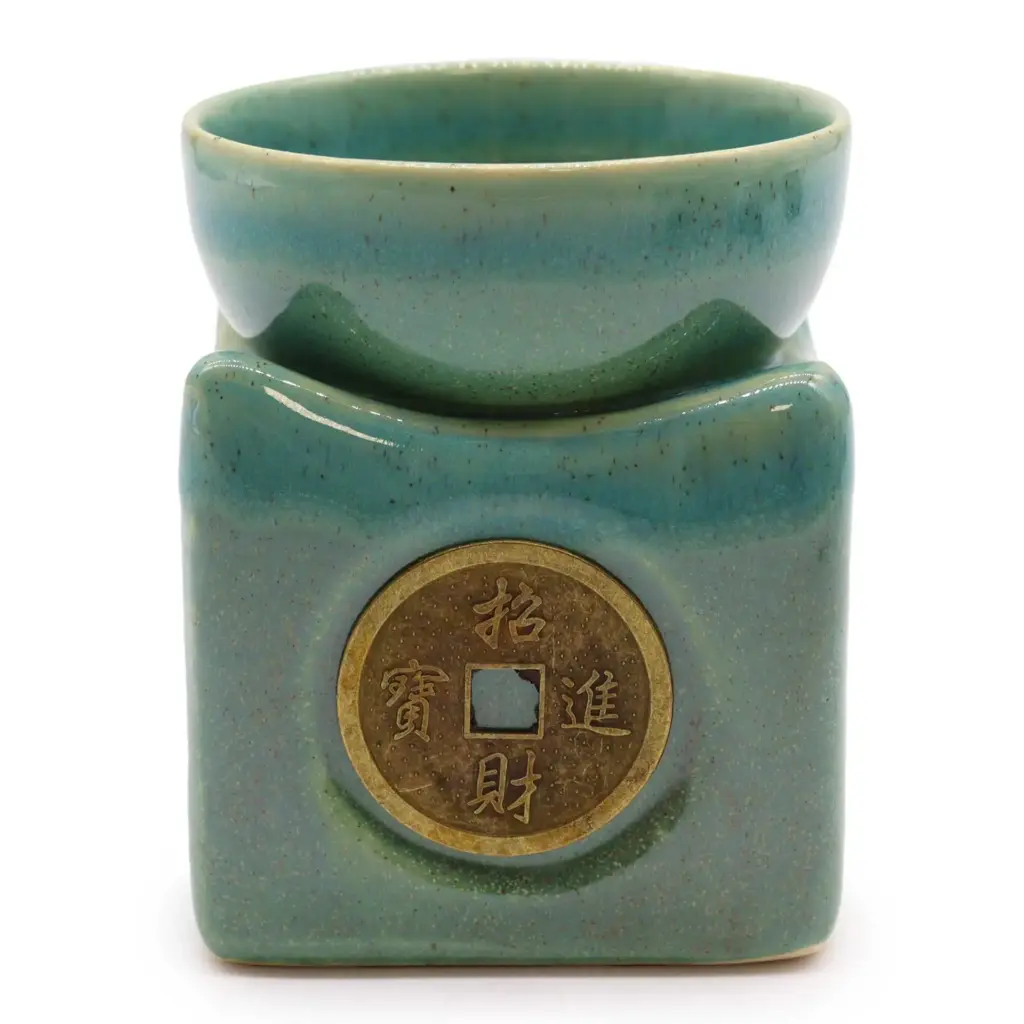 Lucky Coin Large Oil Burner – Jade | www.artisangoods.co.uk