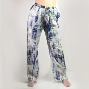 (LXL) Nomad Sari On the Med Collection – Lounge Pants – Gold & Blue Greek Motiff – Handpainted | www.artisangoods.co.uk 4