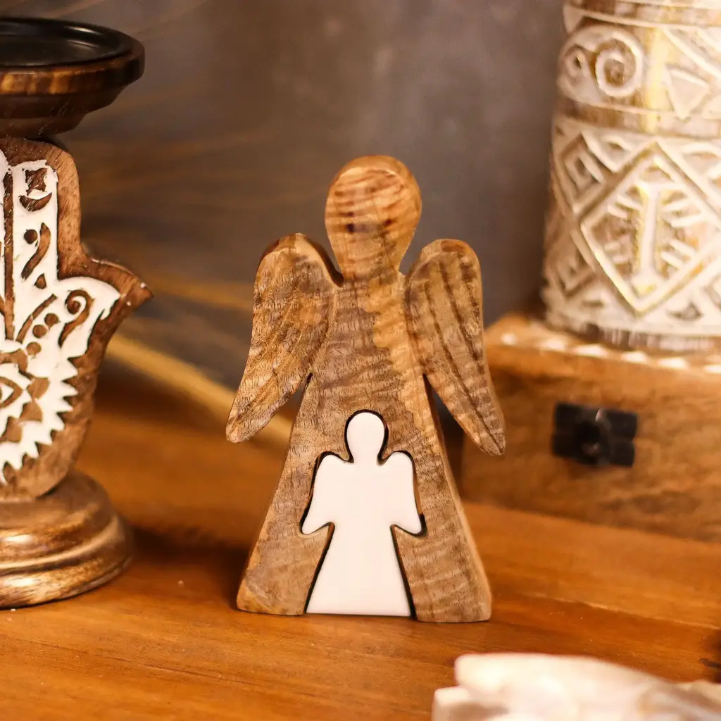 Mango Wood Angel in Angel – White Enamel | www.artisangoods.co.uk 8 Mango Wood Angel in Angel – White Enamel | www.artisangoods.co.uk 8