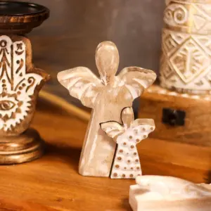 Mango Wood Angel in Angel – Whitewash | www.artisangoods.co.uk 8