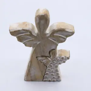 Mango Wood Angel in Angel – Whitewash | www.artisangoods.co.uk 3