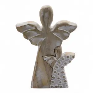Mango Wood Angel in Angel – Whitewash | www.artisangoods.co.uk 2
