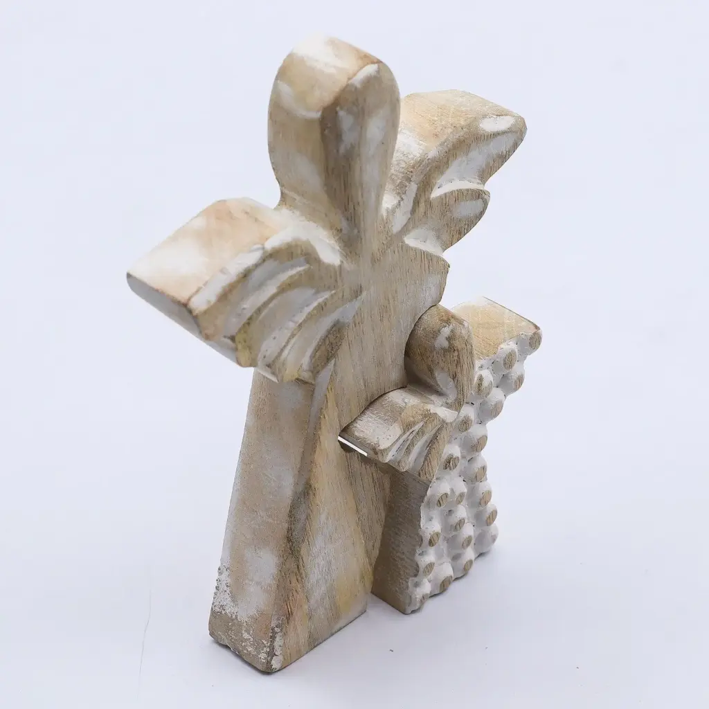 Mango Wood Angel in Angel – Whitewash | www.artisangoods.co.uk