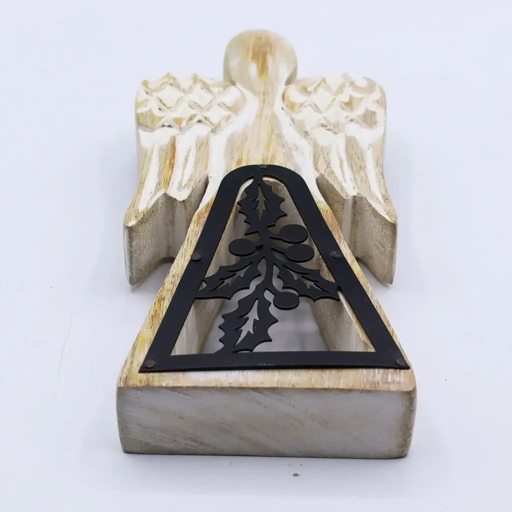 Mango Wood Angel – Whitewash with Iron Decor Cut Out | www.artisangoods.co.uk 5