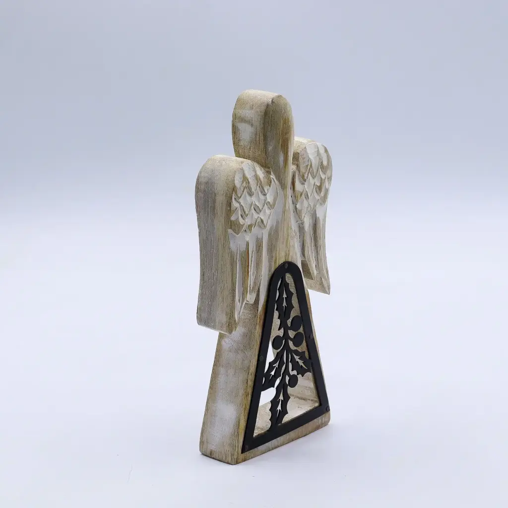 Mango Wood Angel – Whitewash with Iron Decor Cut Out | www.artisangoods.co.uk 2
