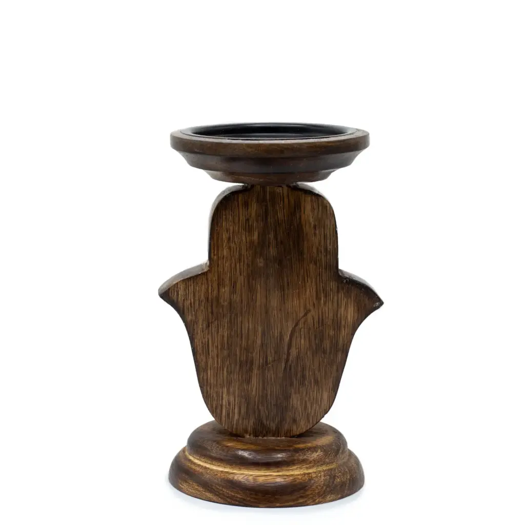 Mango Wood Candle Stand – Hamsa – Small | www.artisangoods.co.uk 4