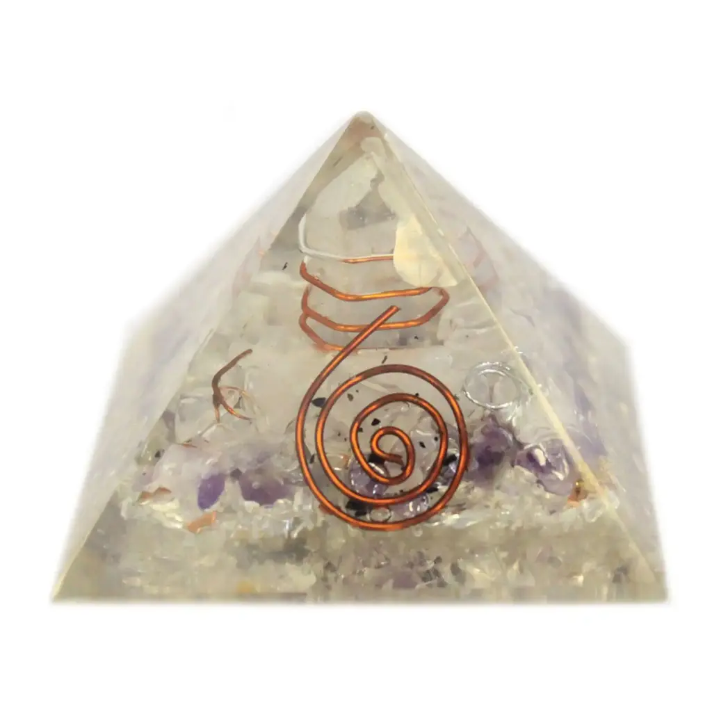 Med Orgonite Pyramid 55mm Gemchips and Copper | www.artisangoods.co.uk