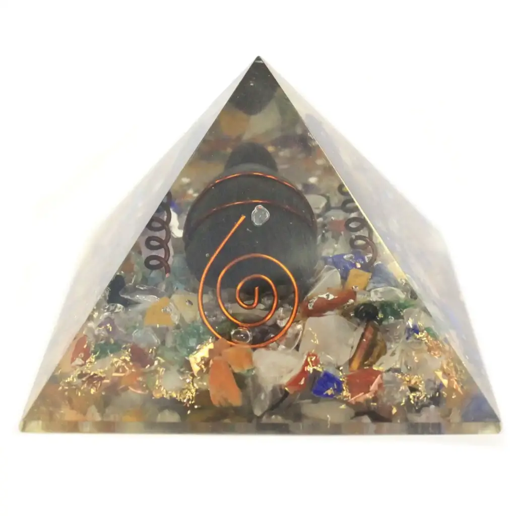 Med Orgonite Pyramid 60mm Gemchips, Copper, Turtle | www.artisangoods.co.uk
