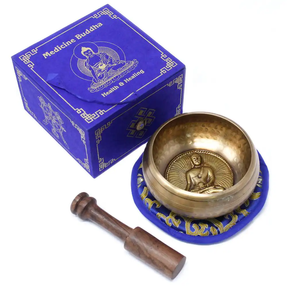 Medicine Buddha Singing Bowl Set 10cm (min 500gm) | www.artisangoods.co.uk 3 Medicine Buddha Singing Bowl Set 10cm (min 500gm) | www.artisangoods.co.uk 2