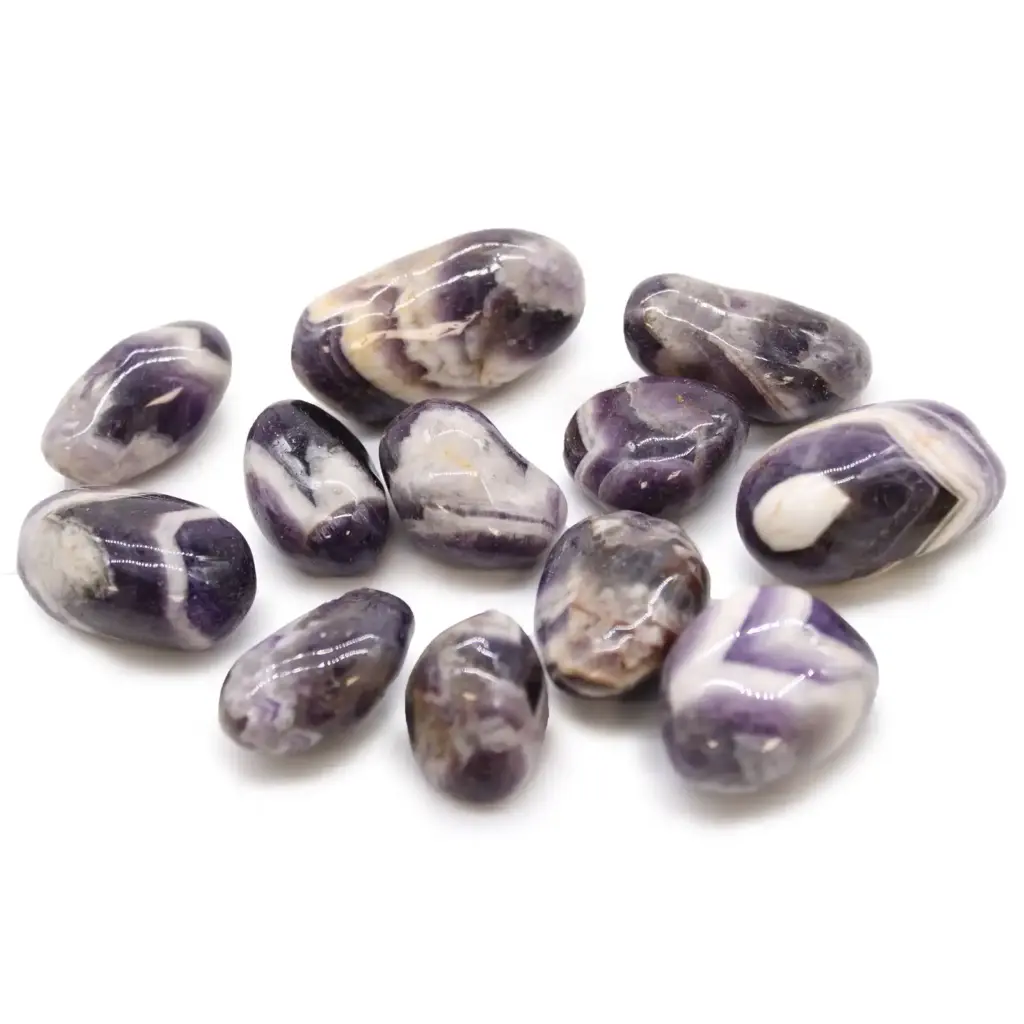Medium African Tumble Stones – Amethyst – Chevron | www.artisangoods.co.uk