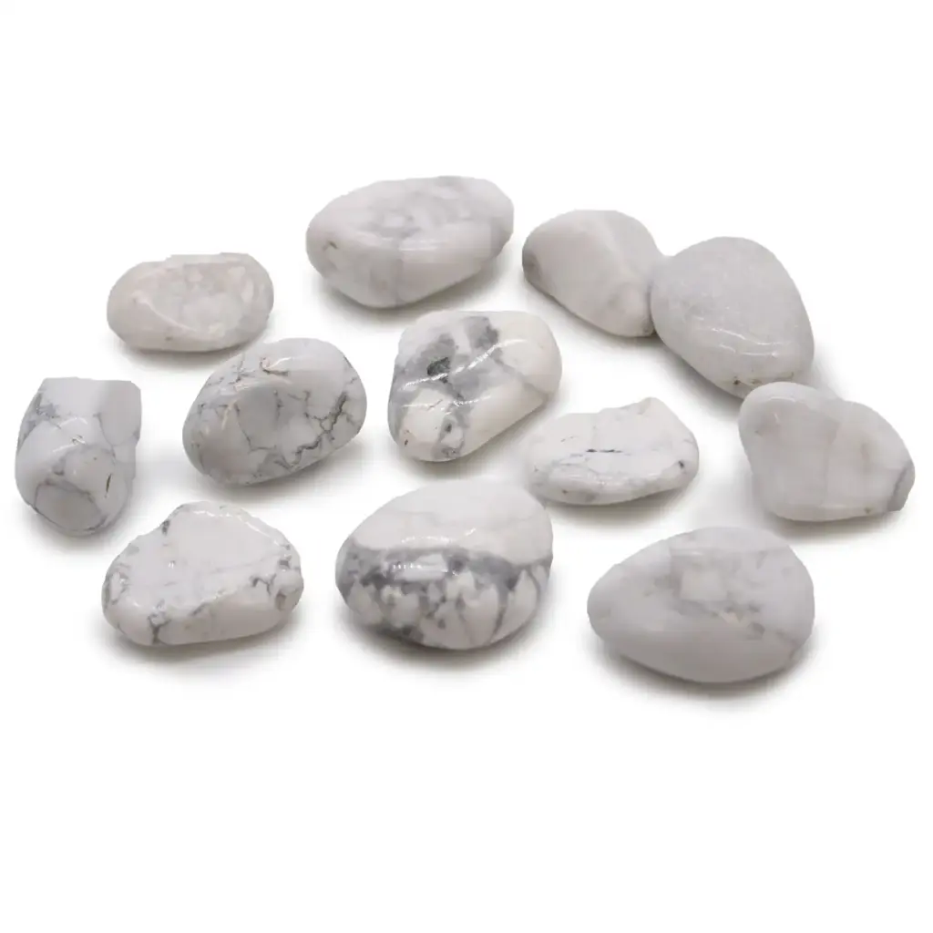 Medium African Tumble Stones – White Howlite – Magnesite | www.artisangoods.co.uk