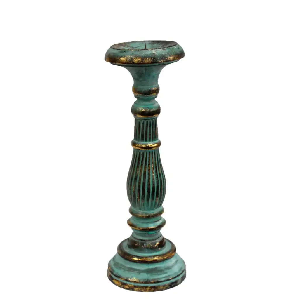 Medium Candle Stand – Turquois Gold | www.artisangoods.co.uk