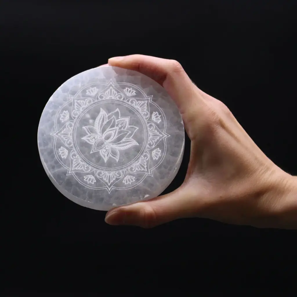 Medium Charging Plate 10cm –  Lotus Mandala | www.artisangoods.co.uk