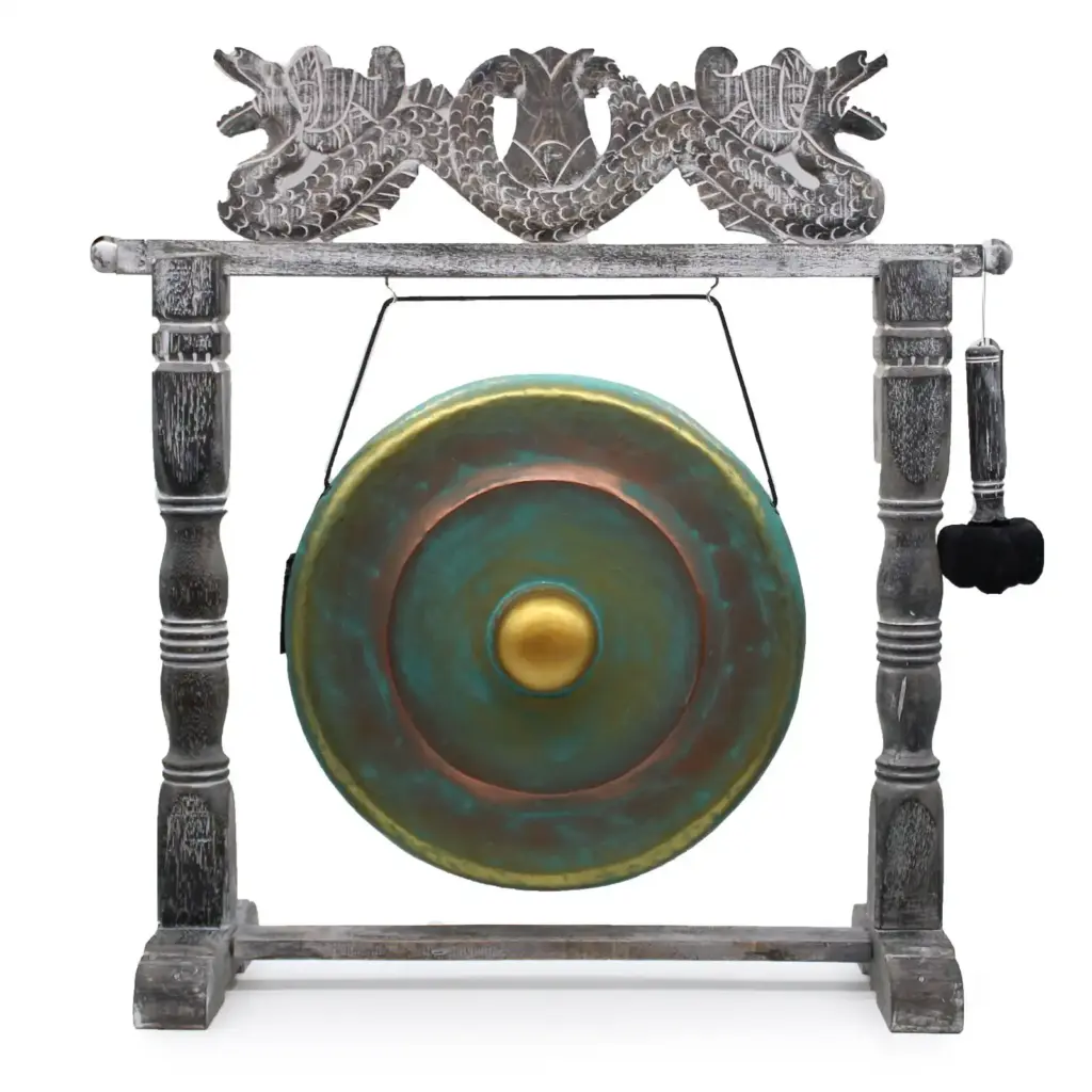 Medium Gong in Stand – 50cm – Greenwash | www.artisangoods.co.uk