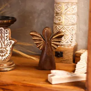 Medium Mango Wood Angel – Gold Decor | www.artisangoods.co.uk 8