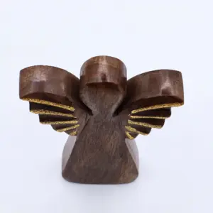 Medium Mango Wood Angel – Gold Decor | www.artisangoods.co.uk 4