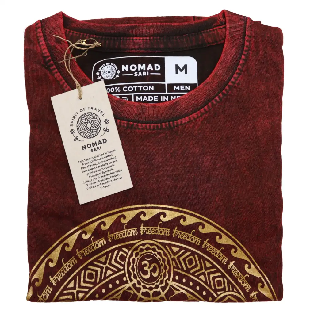 Medium Stone Washed T-Shirt – Chakra – Maroon | www.artisangoods.co.uk