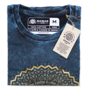 Medium Stone Washed T-Shirt – Mandala – Blue | www.artisangoods.co.uk 3