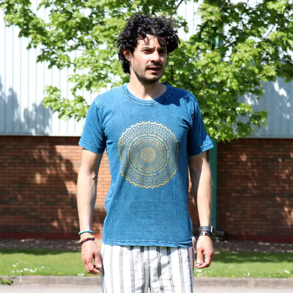 Medium Stone Washed T-Shirt – Mandala – Blue | www.artisangoods.co.uk 2