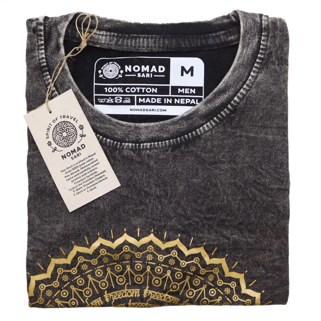 Medium Stone Washed T-Shirt – Mandala – Dark Grey | www.artisangoods.co.uk 3