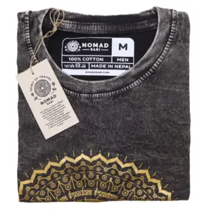 Medium Stone Washed T-Shirt – Mandala – Dark Grey | www.artisangoods.co.uk 3