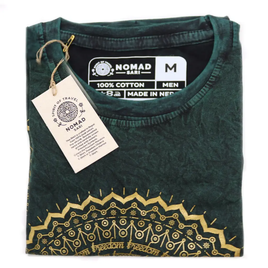 Medium Stone Washed T-Shirt – Mandala – Green | www.artisangoods.co.uk 4