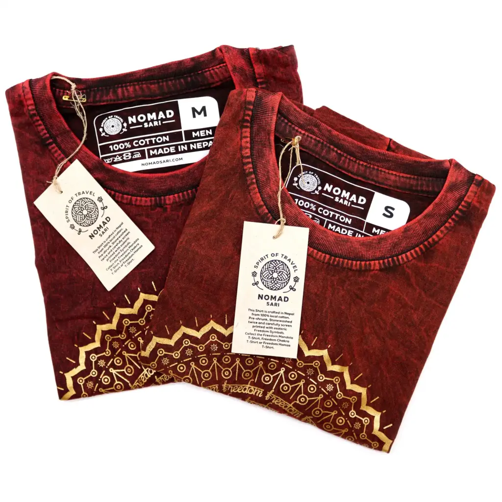 Medium Stone Washed T-Shirt – Mandala – Maroon | www.artisangoods.co.uk 3