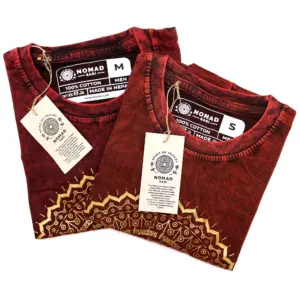 Medium Stone Washed T-Shirt – Mandala – Maroon | www.artisangoods.co.uk 3