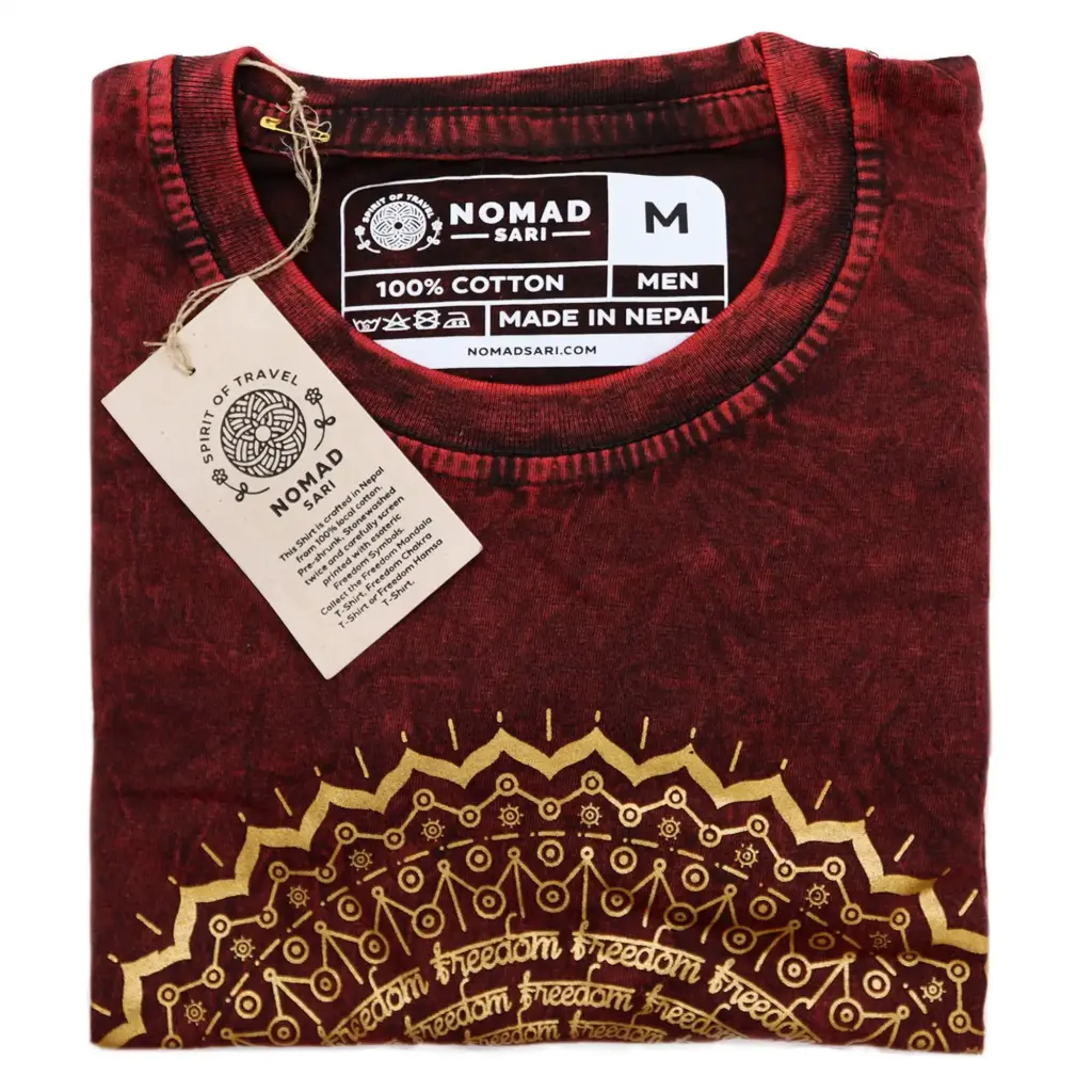 Medium Stone Washed T-Shirt – Mandala – Maroon | www.artisangoods.co.uk 2