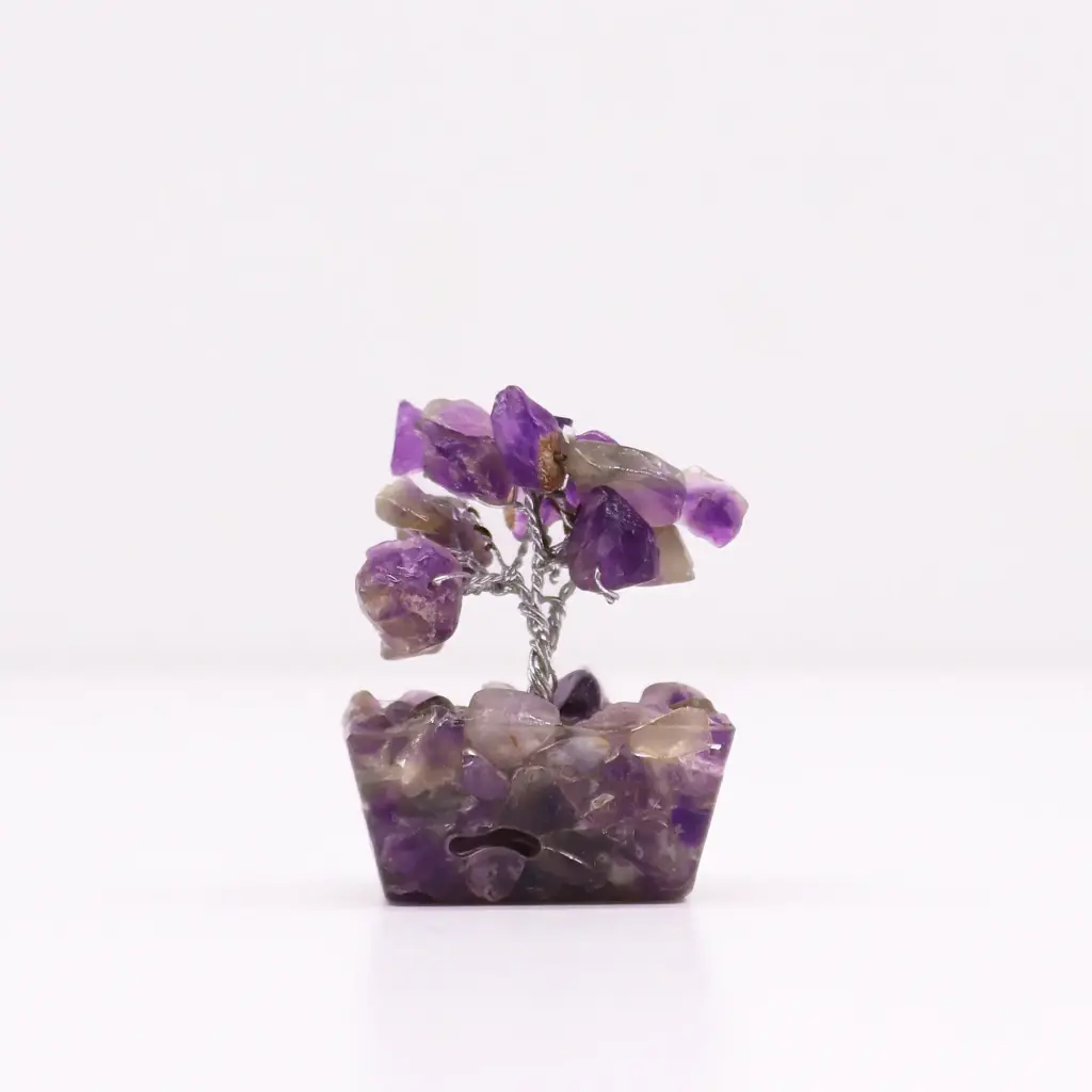 Mini Gemstone Tree On Orgonite Base – Amethyst (15 stones) | www.artisangoods.co.uk