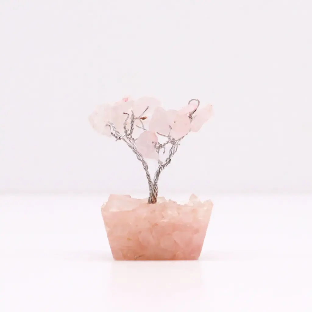 Mini Gemstone Tree On Orgonite Base – Rose Quartz (15 stones) | www.artisangoods.co.uk
