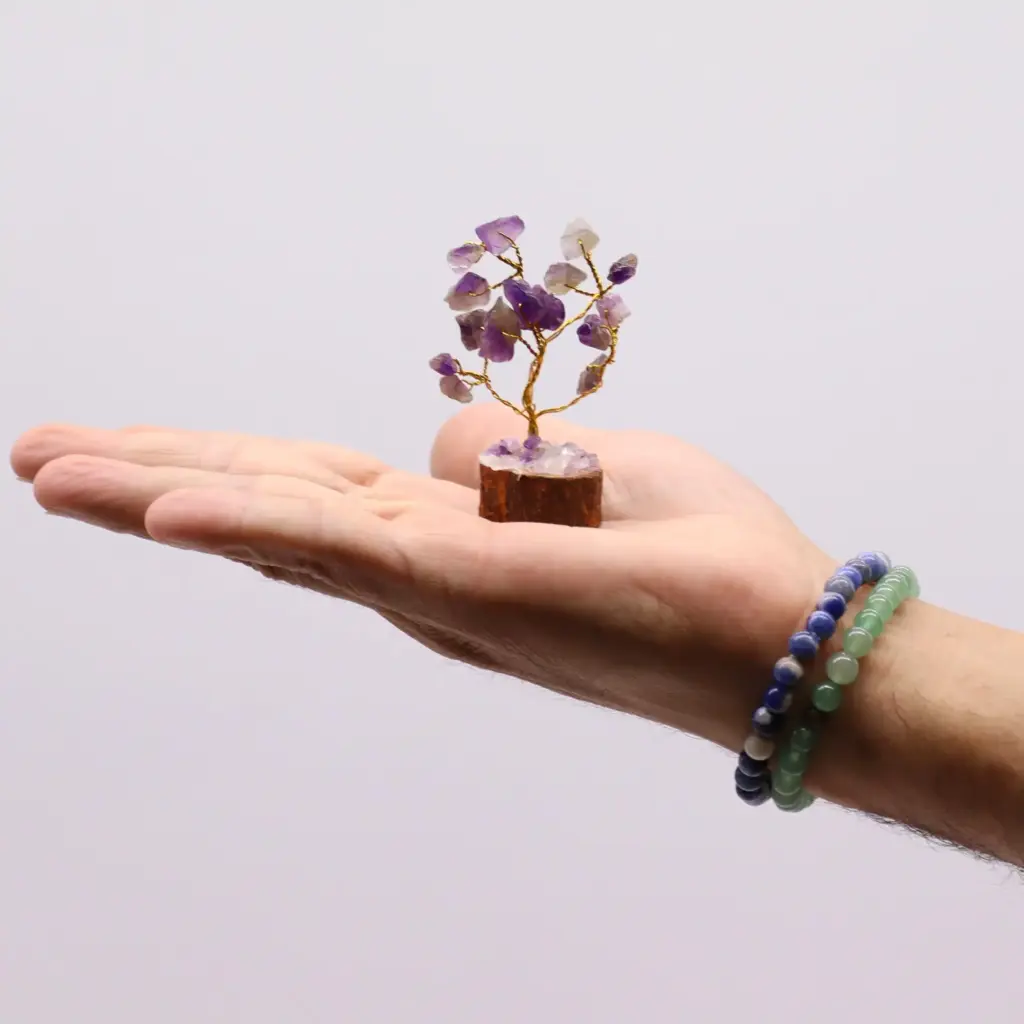 Mini Gemstone Tree On Wood Base – Amethyst (15 stones) | www.artisangoods.co.uk 5