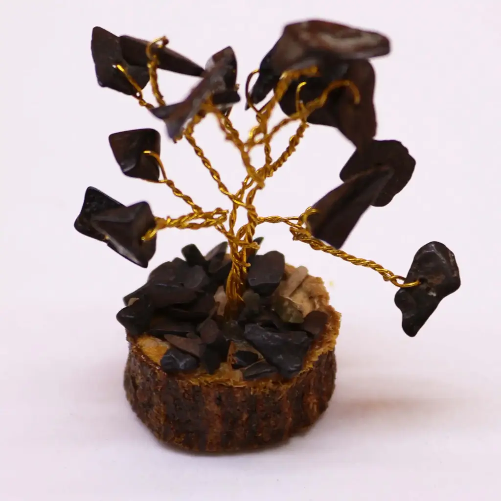 Mini Gemstone Tree On Wood Base – Black Agate (15 stones) | www.artisangoods.co.uk 5
