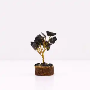 Mini Gemstone Tree On Wood Base – Black Agate (15 stones) | www.artisangoods.co.uk 1