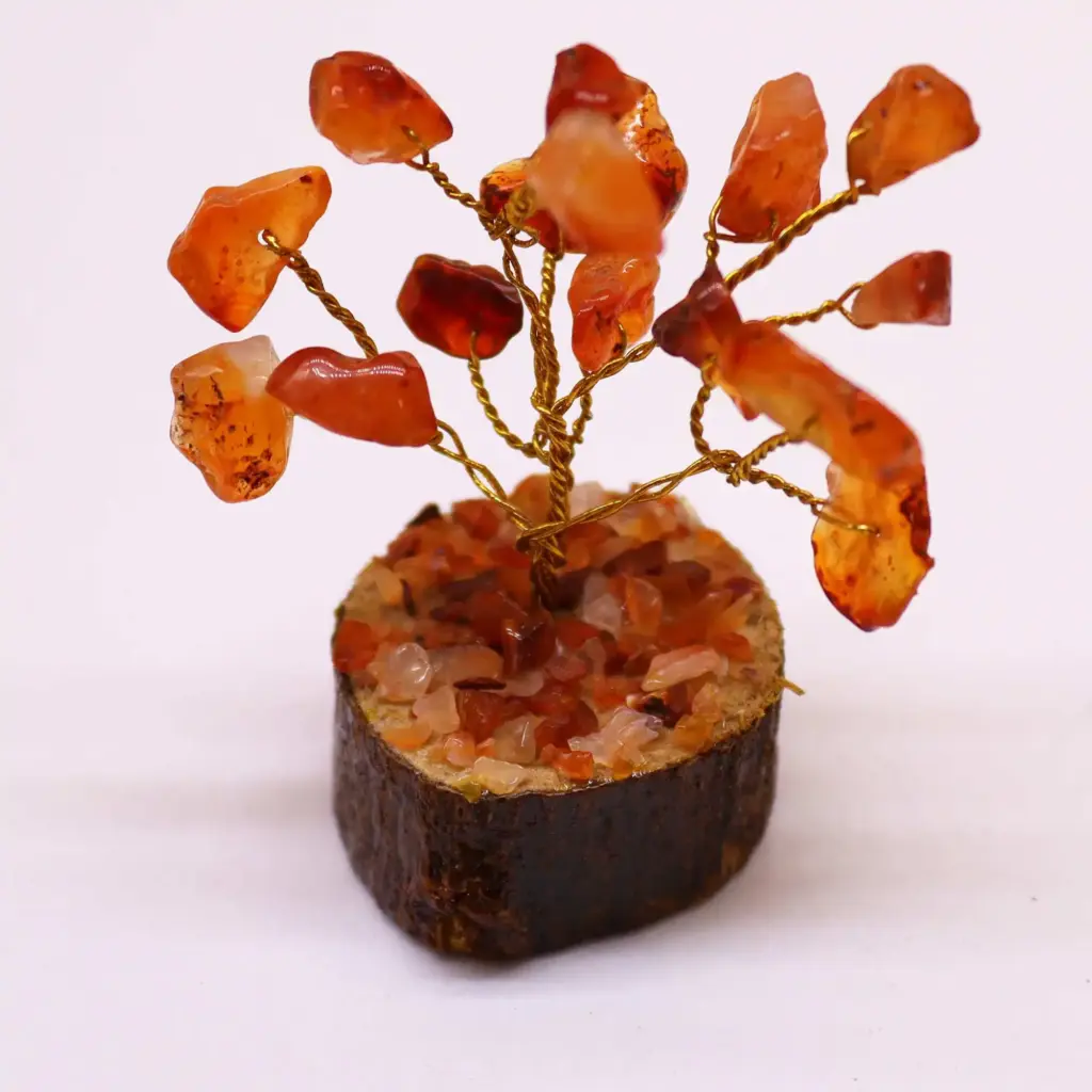 Mini Gemstone Tree On Wood Base – Carnelian (15 stones) | www.artisangoods.co.uk 5
