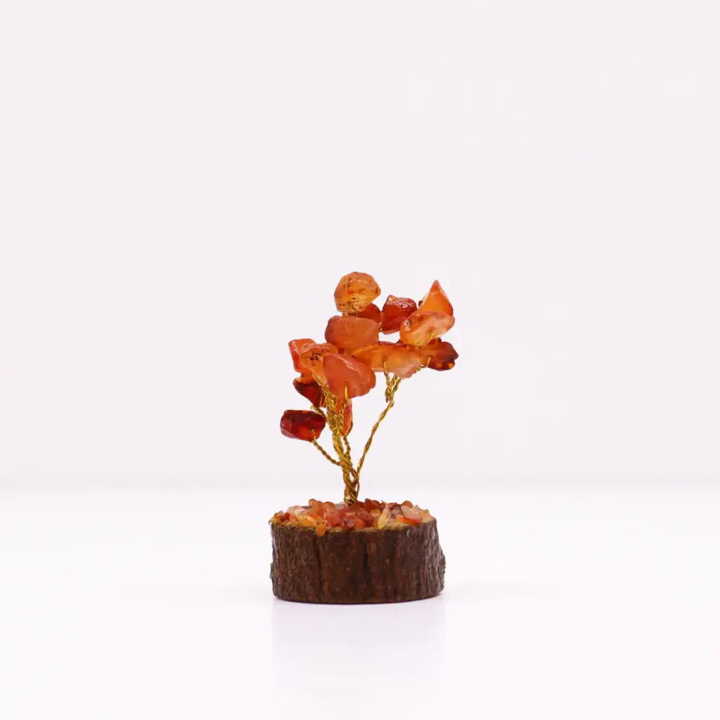Mini Gemstone Tree On Wood Base – Carnelian (15 stones) | www.artisangoods.co.uk